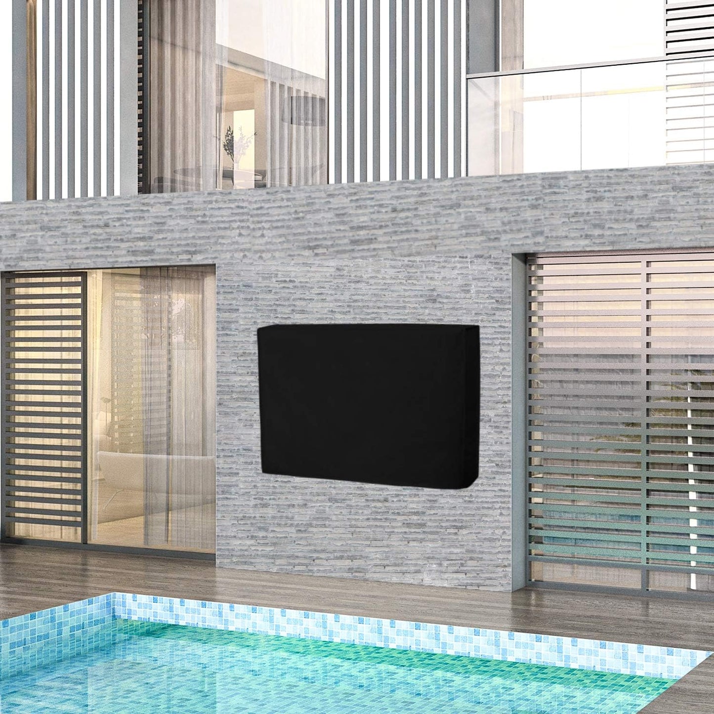 Outdoor TV Cover for 40 to 42 Inches LCD, LED, Waterproof, Weatherproof and Dust-Proof TV Screen Protectors with Cleaning Cloth (42 Inch,Black)