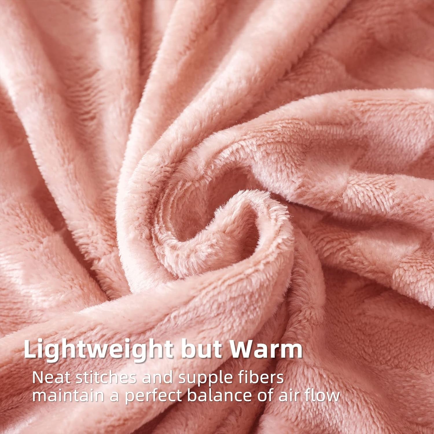 Flannel Fleece Queen Size Bed Blanket, Lightweight Breathable Soft Bedspread Plush Fluffy Coverlet Chevron Design Decorative Blanket for All Season, 90X90 Inch, Pink