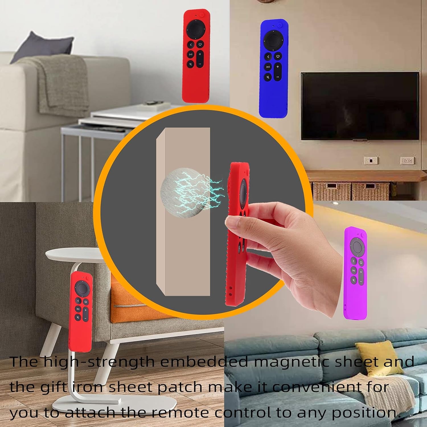 Silicone Remote Case for Apple TV 4K 2Nd Gen 2021 Siri Remote Anti-Slip Durable Silicone Cover Magnetic Protective Sleeve Shockproof Remote Case(Black)