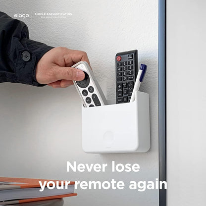 Universal Remote Holder Mount Compatible with Apple TV Remote and All Other Remote Controls - Adhesive Tape or Screw Mounting Options, Available Wired Charging [Large] [White]