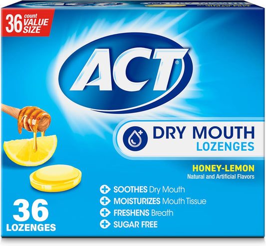 Dry Mouth Lozenges with Xylitol, 36-Count, Sugar Free Honey-Lemon
