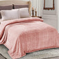 Flannel Fleece Queen Size Bed Blanket, Lightweight Breathable Soft Bedspread Plush Fluffy Coverlet Chevron Design Decorative Blanket for All Season, 90X90 Inch, Pink