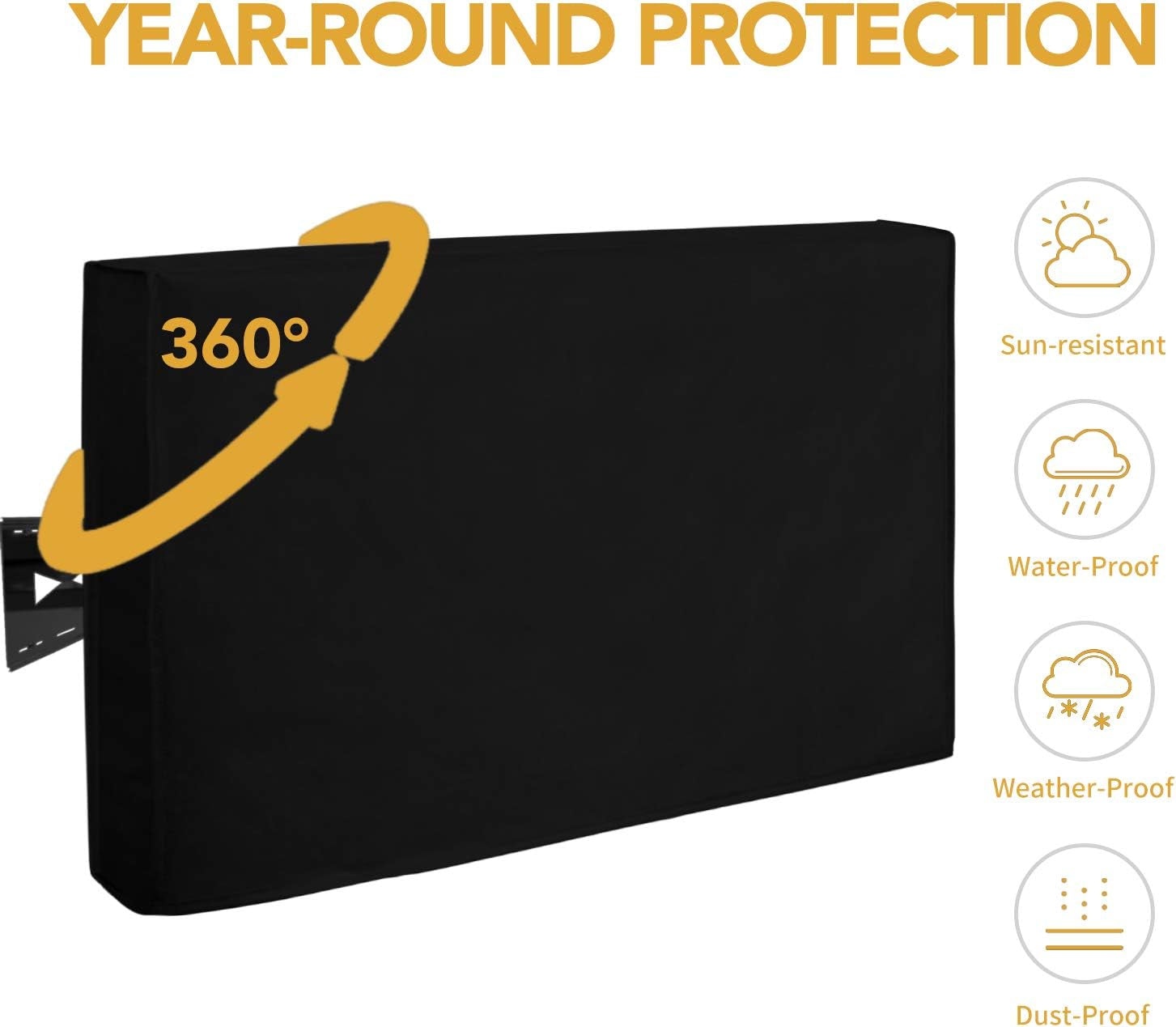 Outdoor TV Cover for 40 to 42 Inches LCD, LED, Waterproof, Weatherproof and Dust-Proof TV Screen Protectors with Cleaning Cloth (42 Inch,Black)