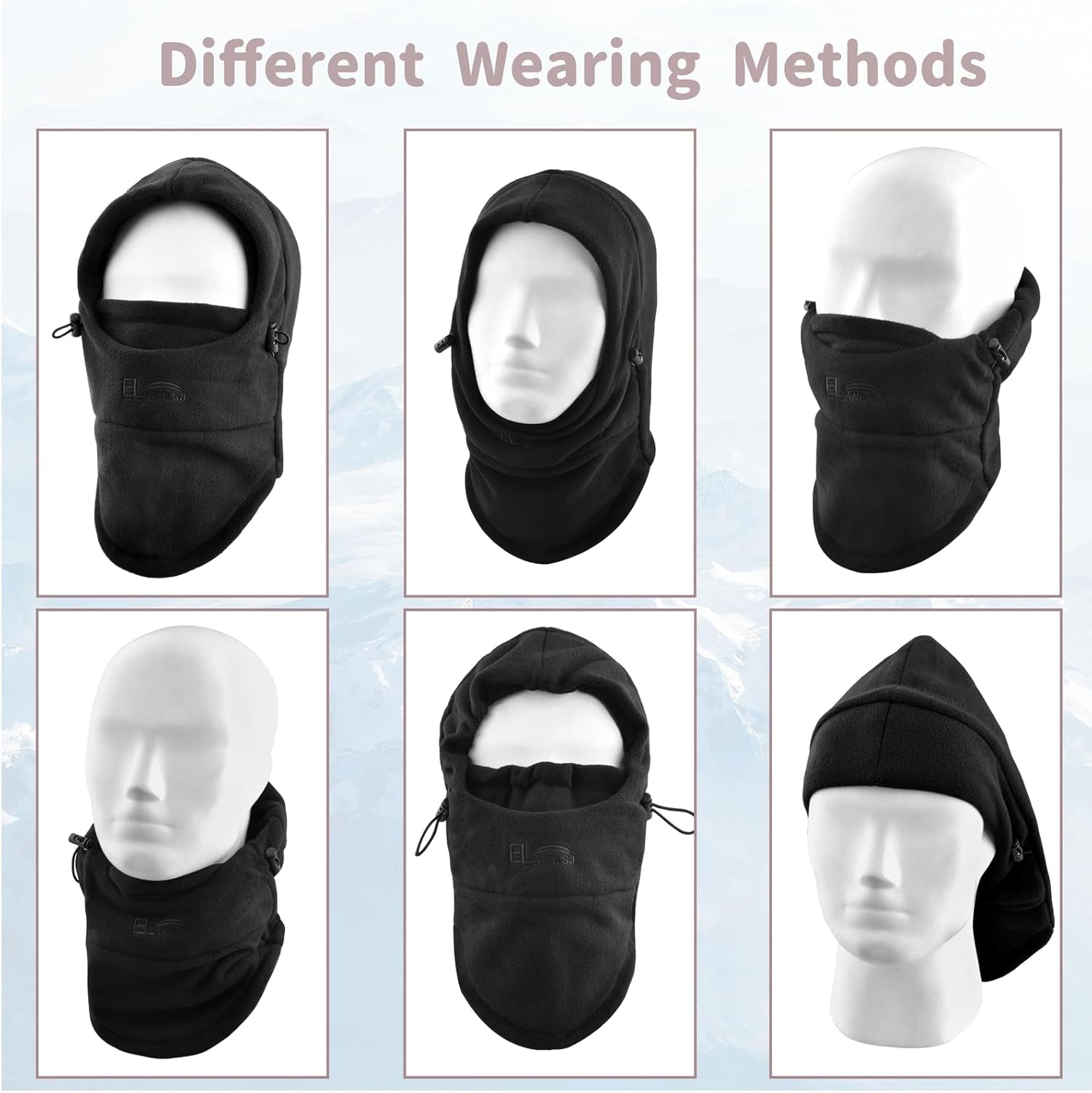Kids Children'S Balaclava Hat Fleece Ski Face Mask Winter Cap Adjustable Double Neck Warmer