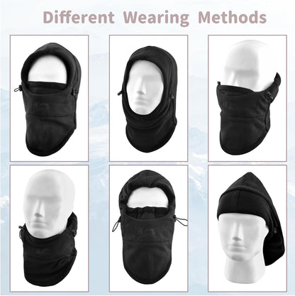 Kids Children'S Balaclava Hat Fleece Ski Face Mask Winter Cap Adjustable Double Neck Warmer