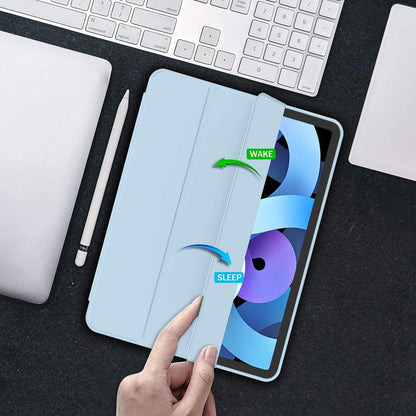 Case for Ipad Air 11 Inch M3(2025) / M2 (2024) / Ipad Air 5Th/4Th Generation 2022/2020 10.9 Inch with Pencil Holder, Trifold Stand Smart Cover with Soft TPU Back(Sky Blue)