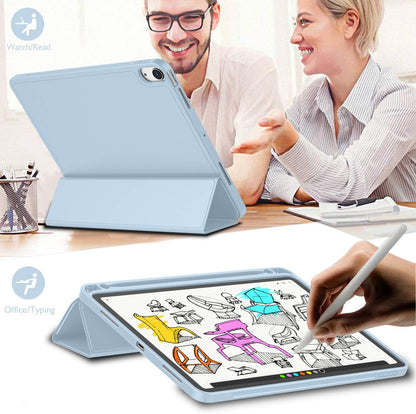Case for Ipad Air 11 Inch M3(2025) / M2 (2024) / Ipad Air 5Th/4Th Generation 2022/2020 10.9 Inch with Pencil Holder, Trifold Stand Smart Cover with Soft TPU Back(Sky Blue)