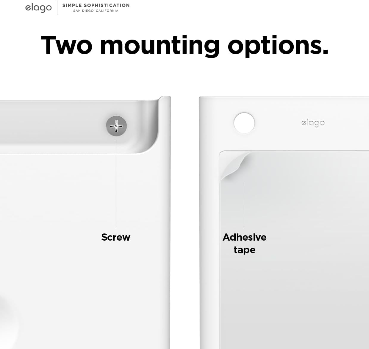 Universal Remote Holder Mount Compatible with Apple TV Remote and All Other Remote Controls - Adhesive Tape or Screw Mounting Options, Available Wired Charging [Large] [White]