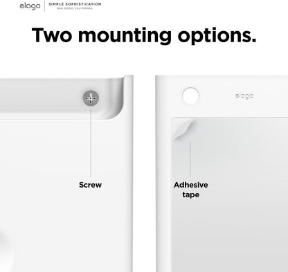 Universal Remote Holder Mount Compatible with Apple TV Remote and All Other Remote Controls - Adhesive Tape or Screw Mounting Options, Available Wired Charging [Large] [White]