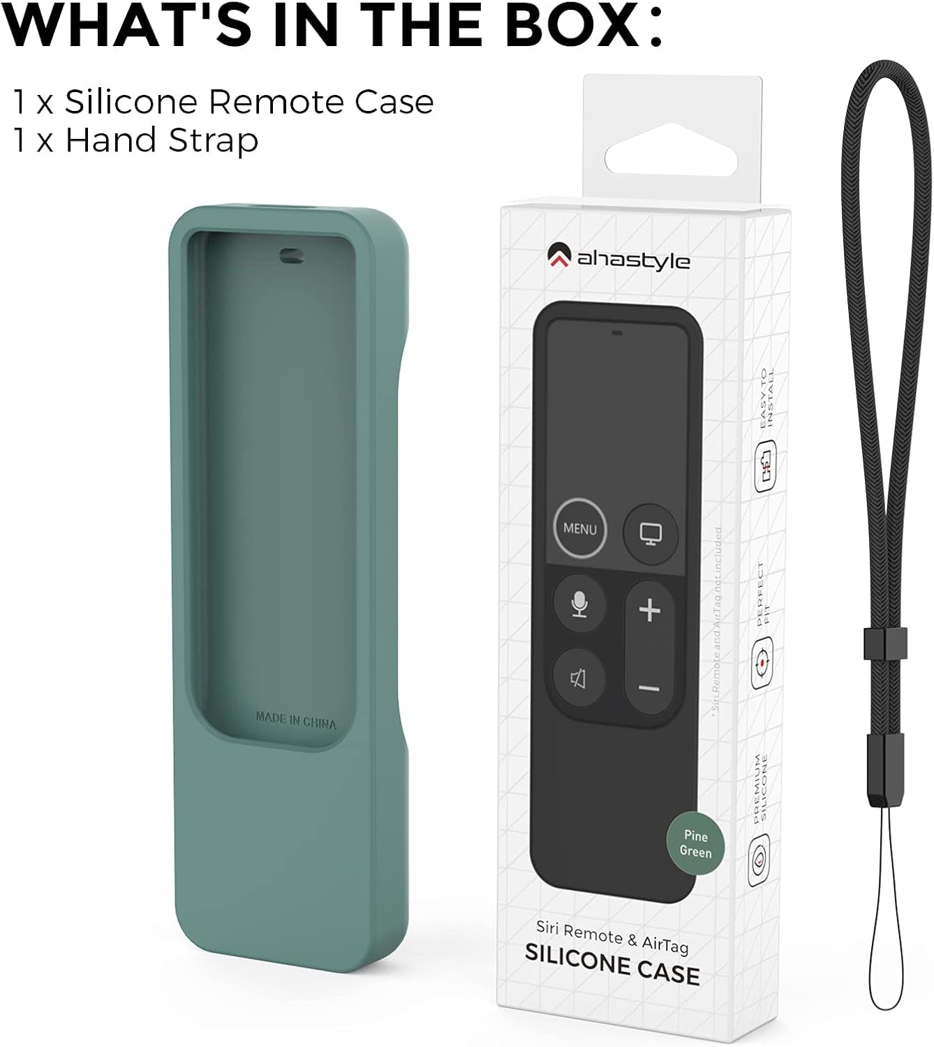 Protective Case for Apple TV Siri Remote with Airtag Holder, Anti-Slip Silicone Cover Compatible with 2016, 2017 Apple TV (Pine Green)