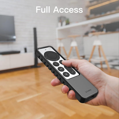Silicone Case for Apple TV 4K 2022 2021 Remote, Lightweight Shockproof anti Slip Protective Cover with Lanyard Strap for Apple TV 4K / HD Siri Remote (3Rd Gen / 2Nd Gen), Black