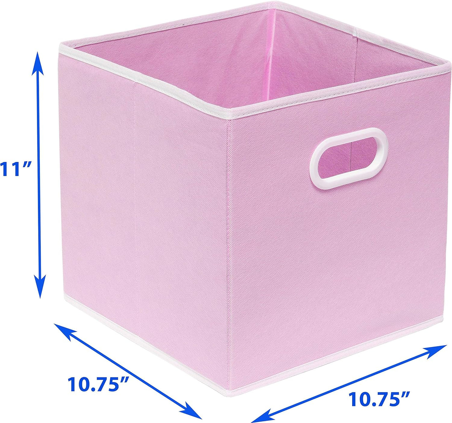 Foldable Cube Storage Bins with Handles, 11-Inch, Pink, 6-Pack, Fabric Cubes Organizer for Closet or Shelves