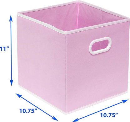 Foldable Cube Storage Bins with Handles, 11-Inch, Pink, 6-Pack, Fabric Cubes Organizer for Closet or Shelves