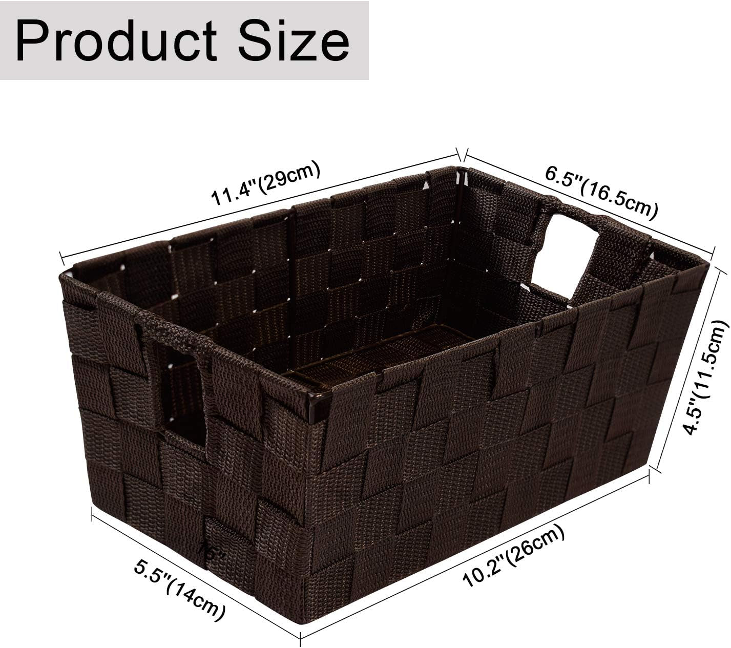 Woven Shelf Storage Tote Basket Bins Container, Storage Boxes Cube Organizer with Built-In Handles for Bedroom, Office, Closet, Clothes, Kids Room, Nursery 3Pack(Brown)