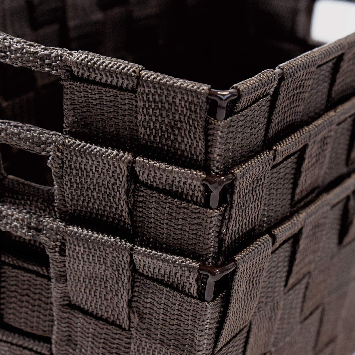 Woven Shelf Storage Tote Basket Bins Container, Storage Boxes Cube Organizer with Built-In Handles for Bedroom, Office, Closet, Clothes, Kids Room, Nursery 3Pack(Brown)