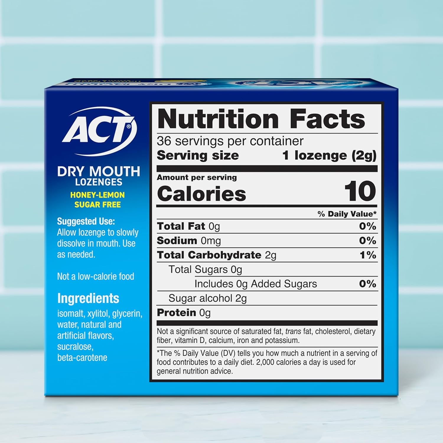 Dry Mouth Lozenges with Xylitol, 36-Count, Sugar Free Honey-Lemon