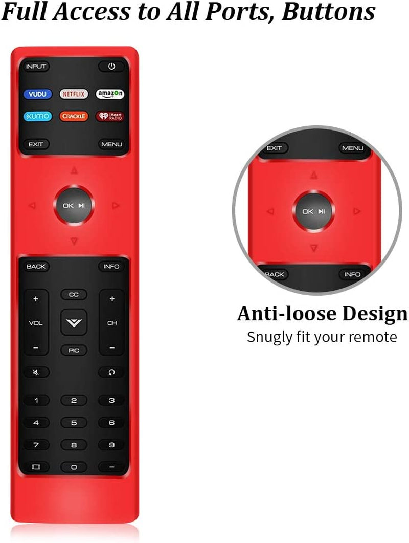 Silicone Protective Case for Vizio XRT136 Smart TV Remote, Lightweight Anti-Slip Shockproof Cover Holder - Red