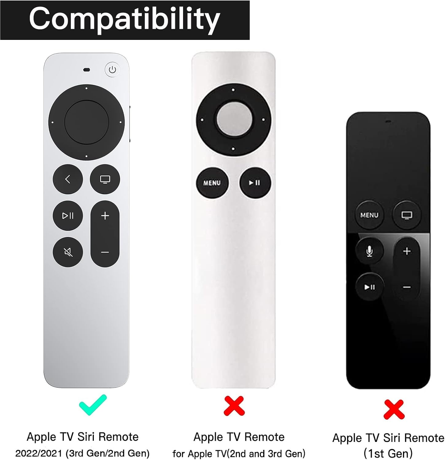 Silicone Case for Apple TV 4K 2022 2021 Remote, Lightweight Shockproof anti Slip Protective Cover with Lanyard Strap for Apple TV 4K / HD Siri Remote (3Rd Gen / 2Nd Gen), Black