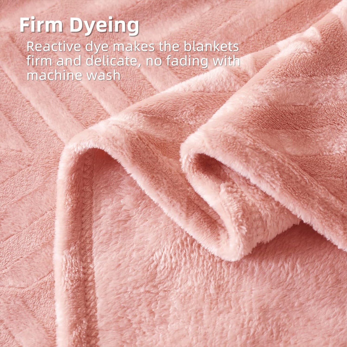 Flannel Fleece Queen Size Bed Blanket, Lightweight Breathable Soft Bedspread Plush Fluffy Coverlet Chevron Design Decorative Blanket for All Season, 90X90 Inch, Pink