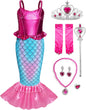 Girls Mermaid Costume Princess Dress up with Accessories Pink, 3T