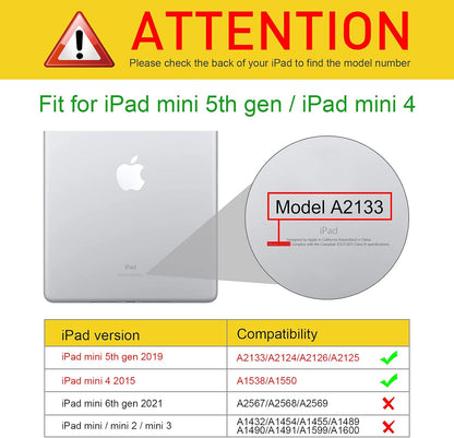 Hybrid Slim Case for Ipad Mini 5Th Generation 2019 / Ipad Mini 4 (7.9 Inch) - [Built-In Pencil Holder] Shockproof Cover with Clear Transparent Back Shell, Sky Blue
