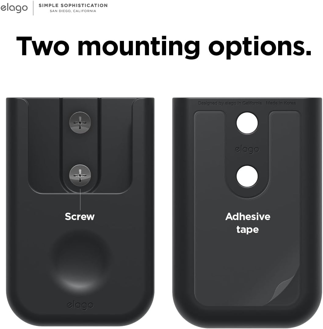 Universal Remote Holder Mount Compatible with Apple TV Remote and All Other Remote Controls - Adhesive Tape or Screw Mounting Options, Available Wired Charging [Small] [1St Gen] [Black]