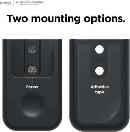 Universal Remote Holder Mount Compatible with Apple TV Remote and All Other Remote Controls - Adhesive Tape or Screw Mounting Options, Available Wired Charging [Small] [1St Gen] [Black]