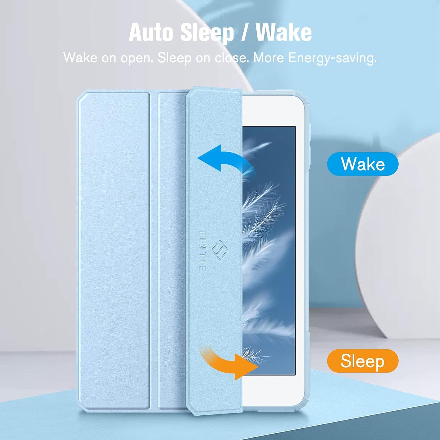 Hybrid Slim Case for Ipad Mini 5Th Generation 2019 / Ipad Mini 4 (7.9 Inch) - [Built-In Pencil Holder] Shockproof Cover with Clear Transparent Back Shell, Sky Blue