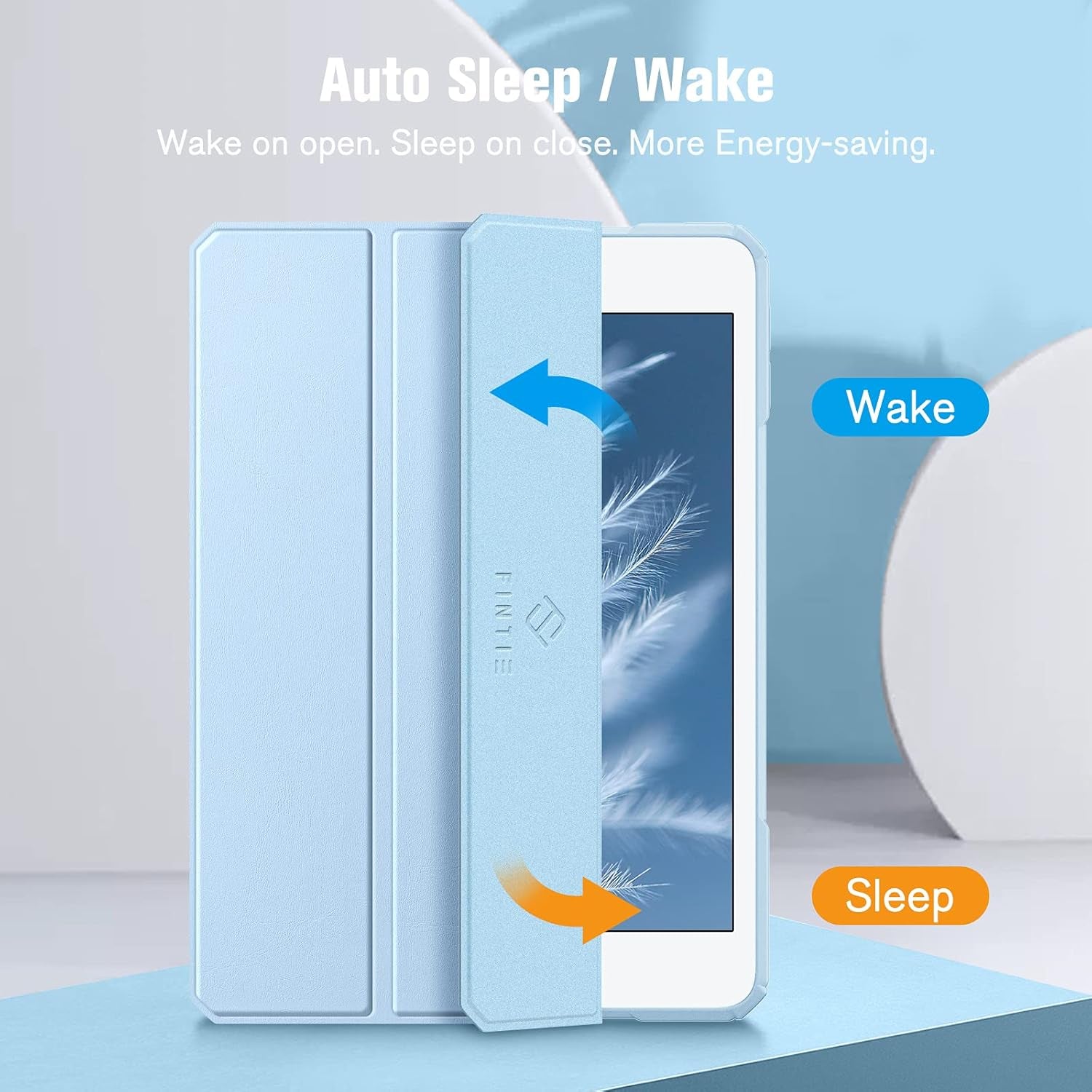 Hybrid Slim Case for Ipad Mini 5Th Generation 2019 / Ipad Mini 4 (7.9 Inch) - [Built-In Pencil Holder] Shockproof Cover with Clear Transparent Back Shell, Sky Blue