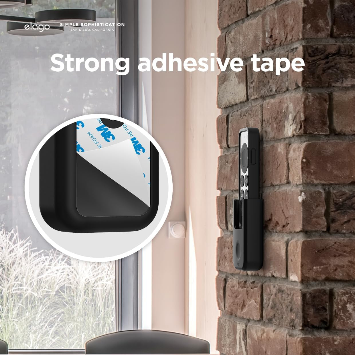 Universal Remote Holder Mount Compatible with Apple TV Remote and All Other Remote Controls - Adhesive Tape or Screw Mounting Options, Available Wired Charging [Small] [1St Gen] [Black]