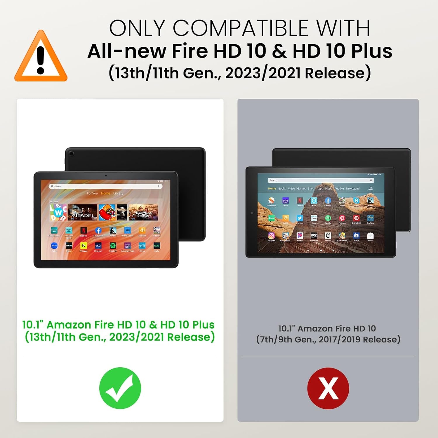 Case Fits All-New Amazon Kindle Fire HD 10 & 10 plus Tablet (13Th/11Th Generation, 2023/2021 Release) 10.1" - Slim Folding Stand Cover with Auto Wake/Sleep, Black