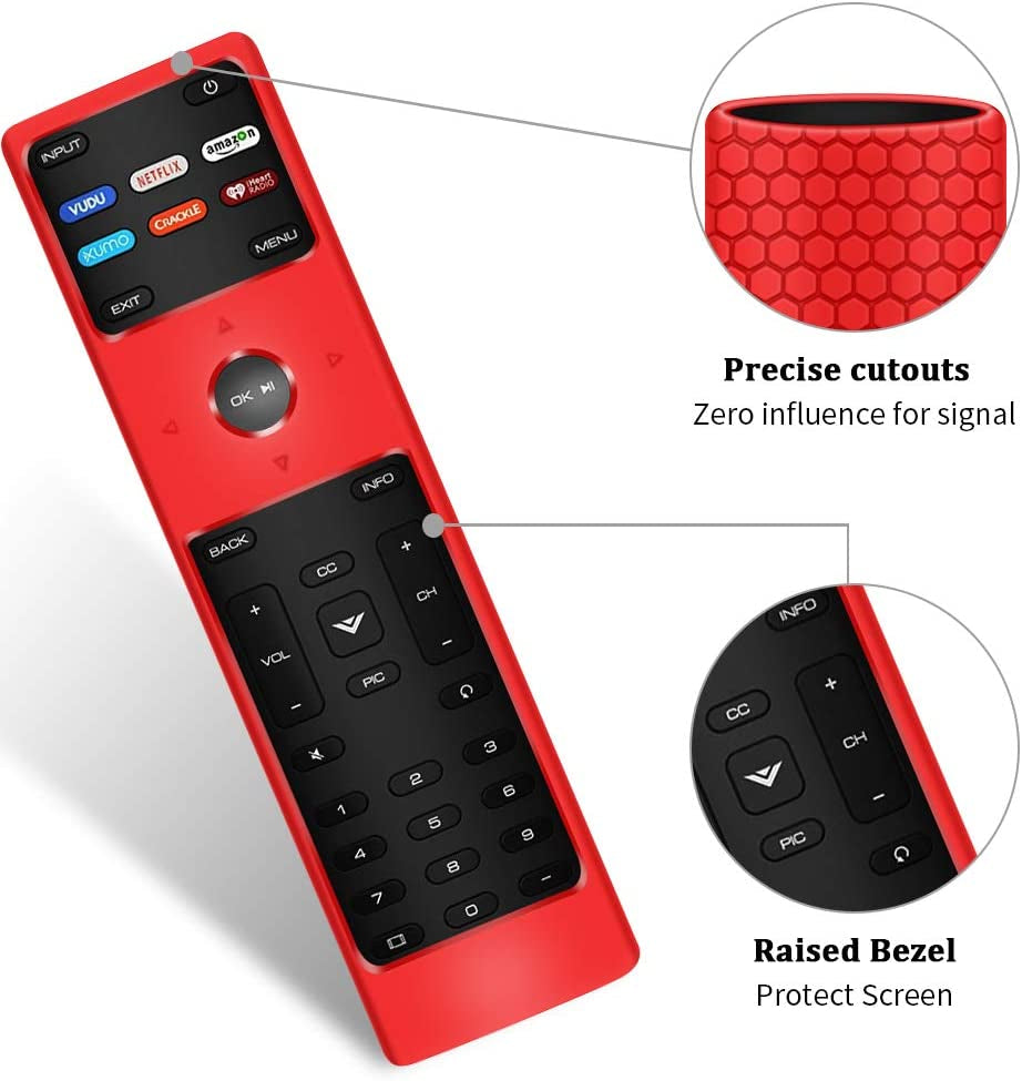 Silicone Protective Case for Vizio XRT136 Smart TV Remote, Lightweight Anti-Slip Shockproof Cover Holder - Red