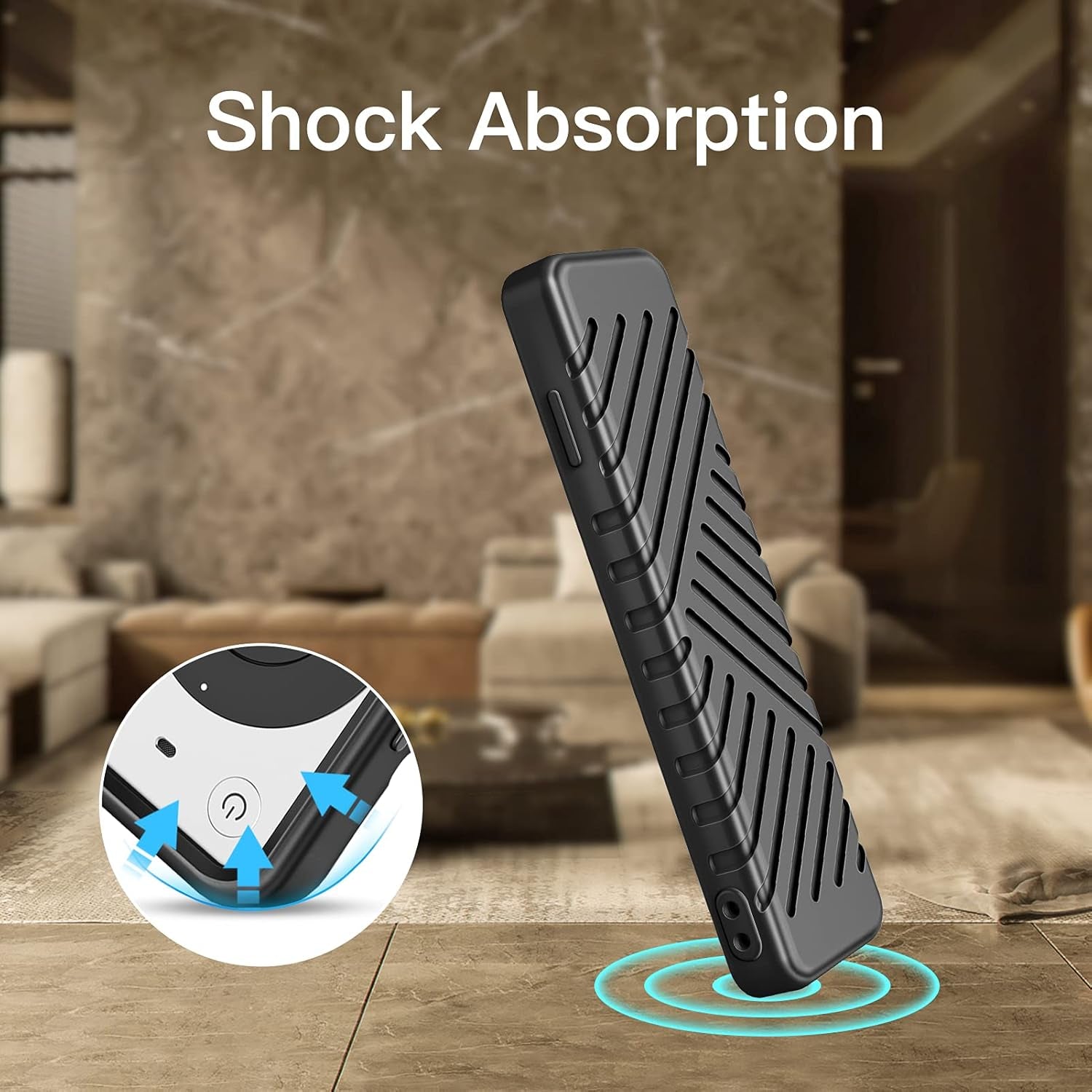 Silicone Case for Apple TV 4K 2022 2021 Remote, Lightweight Shockproof anti Slip Protective Cover with Lanyard Strap for Apple TV 4K / HD Siri Remote (3Rd Gen / 2Nd Gen), Black