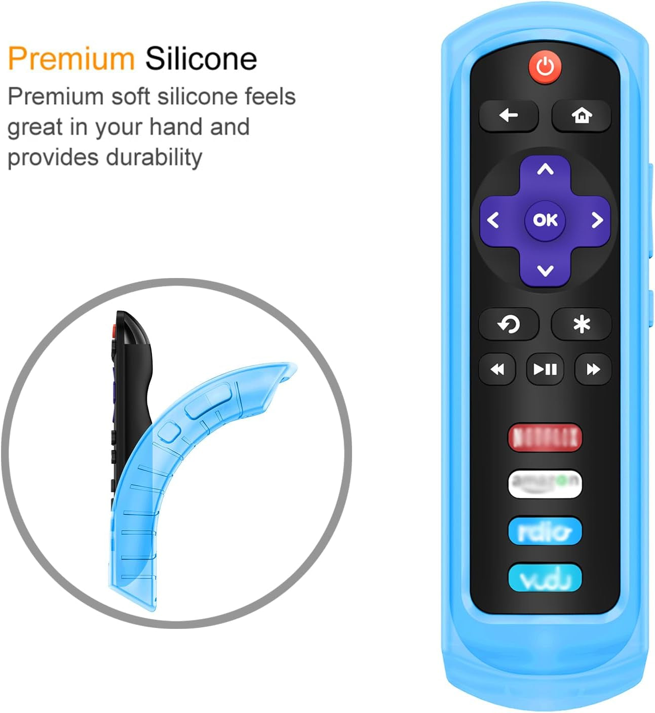 Protective Case for Roku Steaming Stick 3600R, TCL Roku TV RC280 RC282 Remote - Casebot (Honey Comb Series) Light Weight (Anti Slip) Shock Proof Silicone Remote Controller Cover, Sky Blue Glow