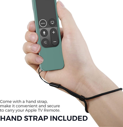 Protective Case for Apple TV Siri Remote with Airtag Holder, Anti-Slip Silicone Cover Compatible with 2016, 2017 Apple TV (Pine Green)