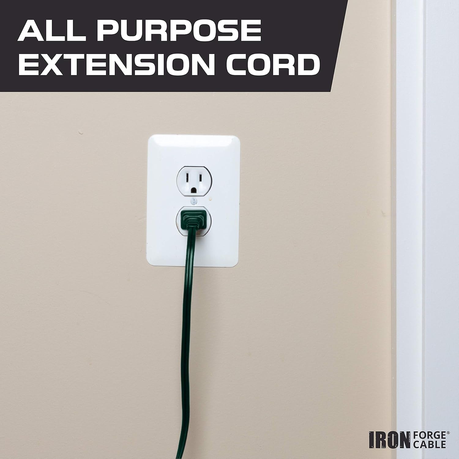 3 Outlet 20 Ft Green Extension Cord 2 Prong, 2 Pack, 16/2 Indoor Extension Cord with Multiple Outlets, 13 AMP Electrical Cable for Home, Office, Outdoor Lights