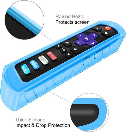 Protective Case for Roku Steaming Stick 3600R, TCL Roku TV RC280 RC282 Remote - Casebot (Honey Comb Series) Light Weight (Anti Slip) Shock Proof Silicone Remote Controller Cover, Sky Blue Glow