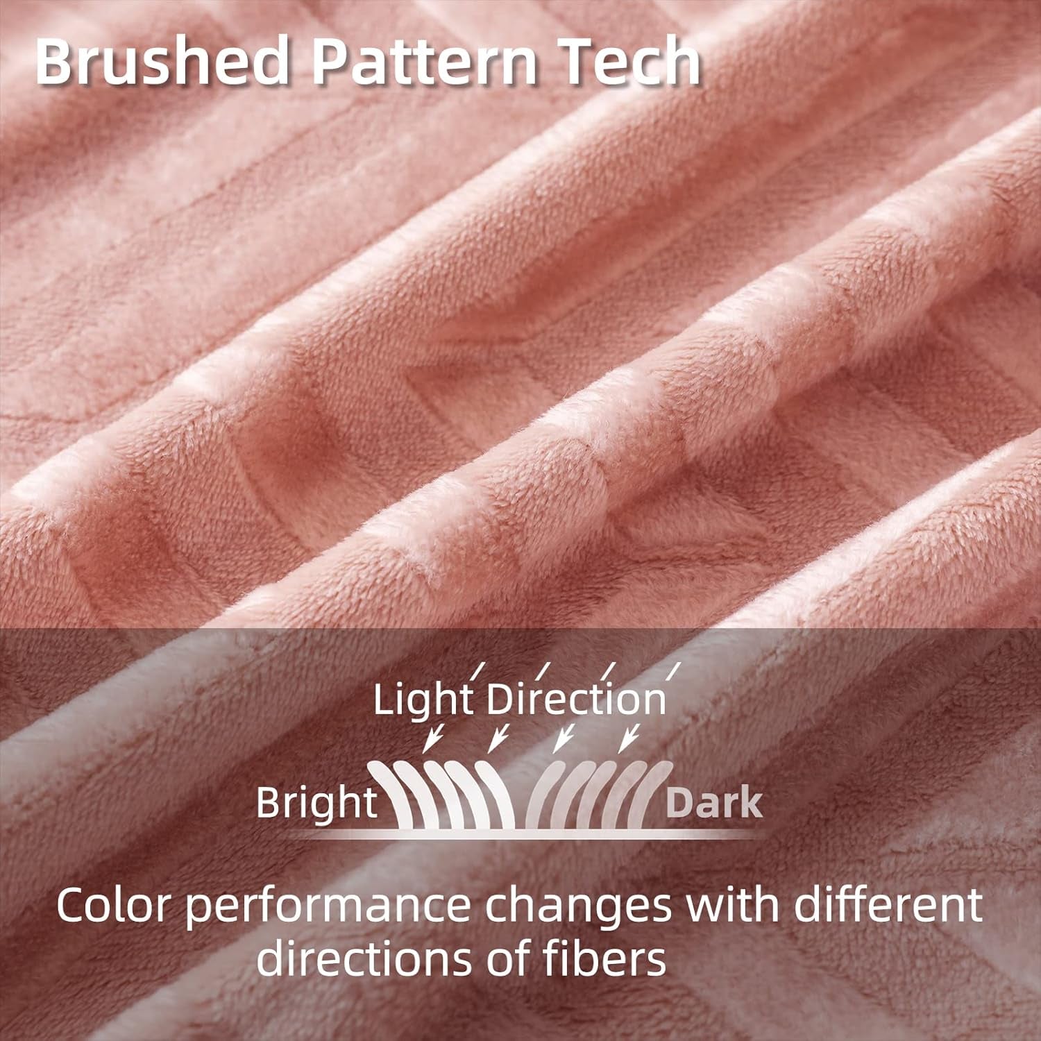 Flannel Fleece Queen Size Bed Blanket, Lightweight Breathable Soft Bedspread Plush Fluffy Coverlet Chevron Design Decorative Blanket for All Season, 90X90 Inch, Pink
