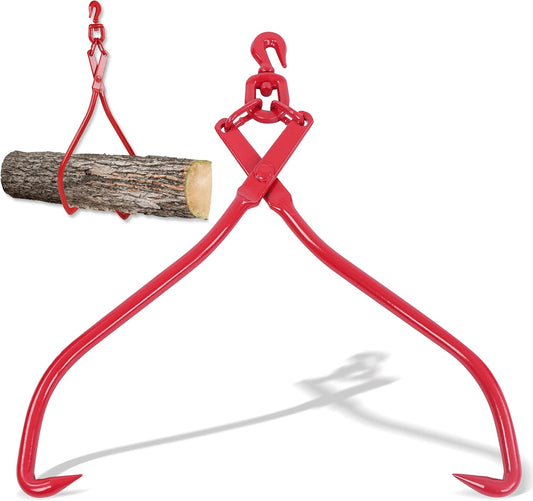 Timber Claw Hook, 32In - Log Lifting Tongs Heavy Duty Grapple Timber Claw, Lumber Skidding Tongs Logging Grabber