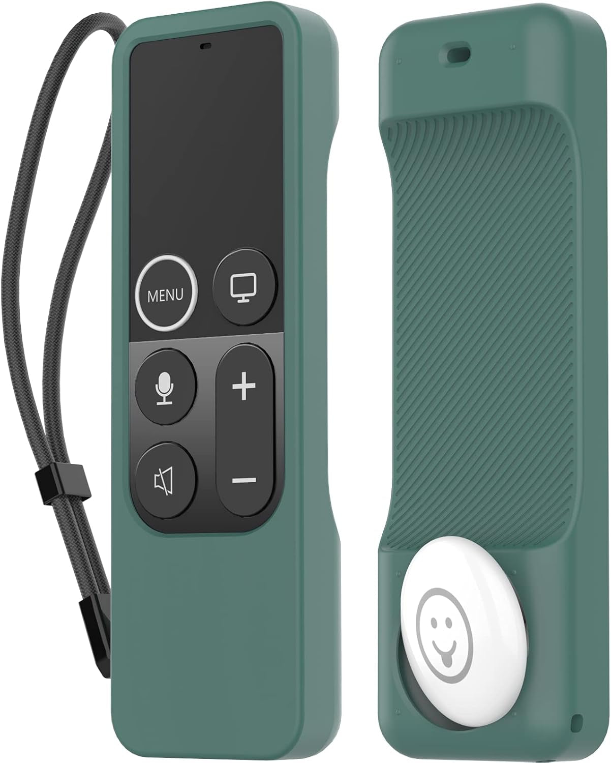 Protective Case for Apple TV Siri Remote with Airtag Holder, Anti-Slip Silicone Cover Compatible with 2016, 2017 Apple TV (Pine Green)