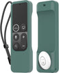 Protective Case for Apple TV Siri Remote with Airtag Holder, Anti-Slip Silicone Cover Compatible with 2016, 2017 Apple TV (Pine Green)