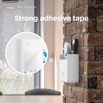 Universal Remote Holder Mount Compatible with Apple TV Remote and All Other Remote Controls - Adhesive Tape or Screw Mounting Options, Available Wired Charging [Large] [White]