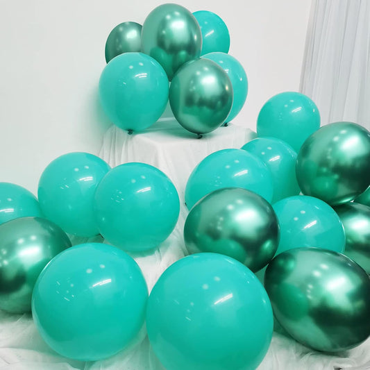 Metallic Green Balloons - 50 Pack 12 Inch Turquoise & Teal Blue for Birthday & Party Decorations