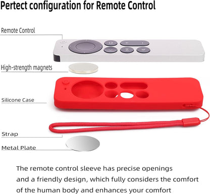 Silicone Remote Case for Apple TV 4K 2Nd Gen 2021 Siri Remote Anti-Slip Durable Silicone Cover Magnetic Protective Sleeve Shockproof Remote Case(Black)