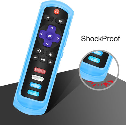 Protective Case for Roku Steaming Stick 3600R, TCL Roku TV RC280 RC282 Remote - Casebot (Honey Comb Series) Light Weight (Anti Slip) Shock Proof Silicone Remote Controller Cover, Sky Blue Glow
