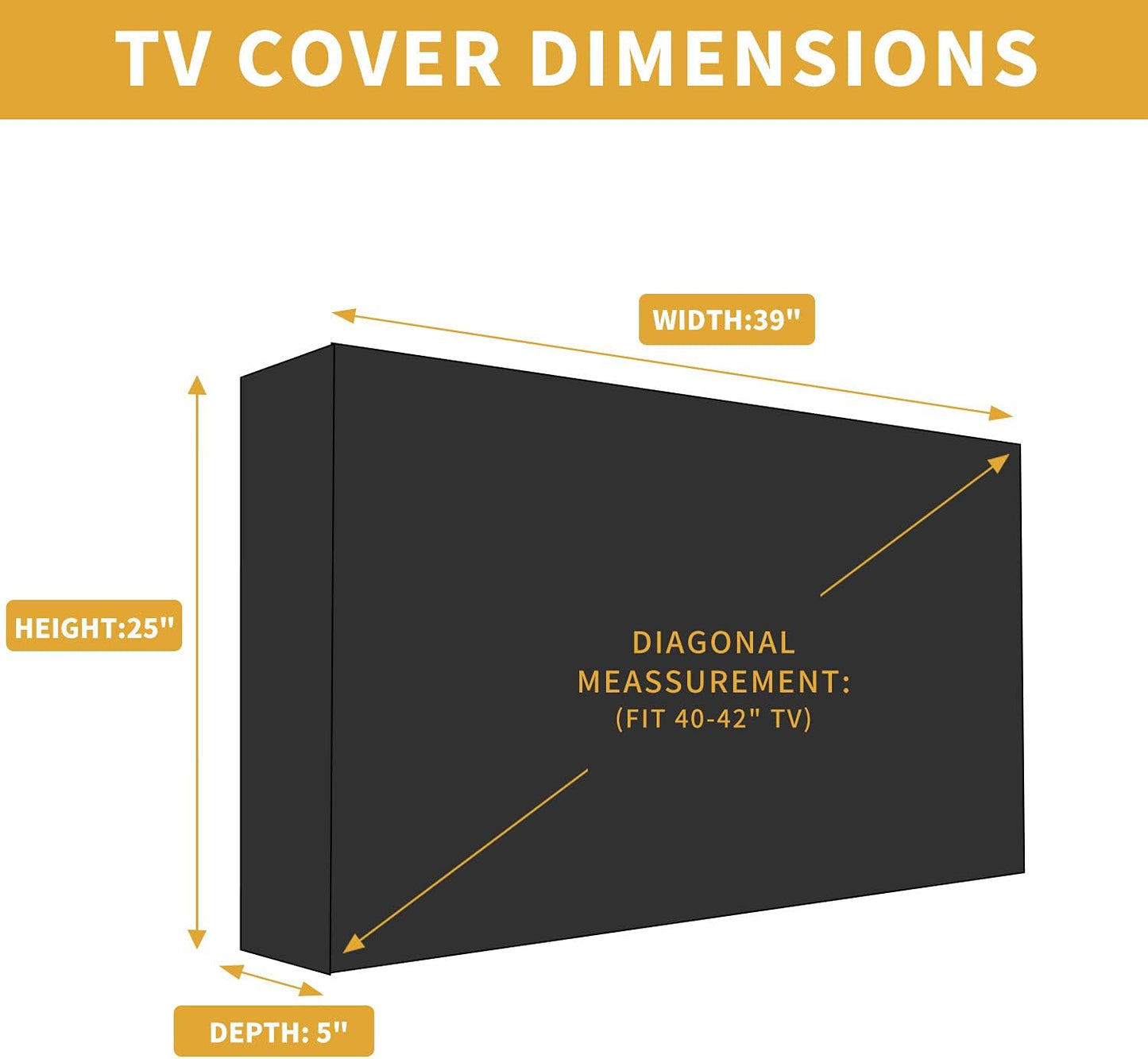 Outdoor TV Cover for 40 to 42 Inches LCD, LED, Waterproof, Weatherproof and Dust-Proof TV Screen Protectors with Cleaning Cloth (42 Inch,Black)