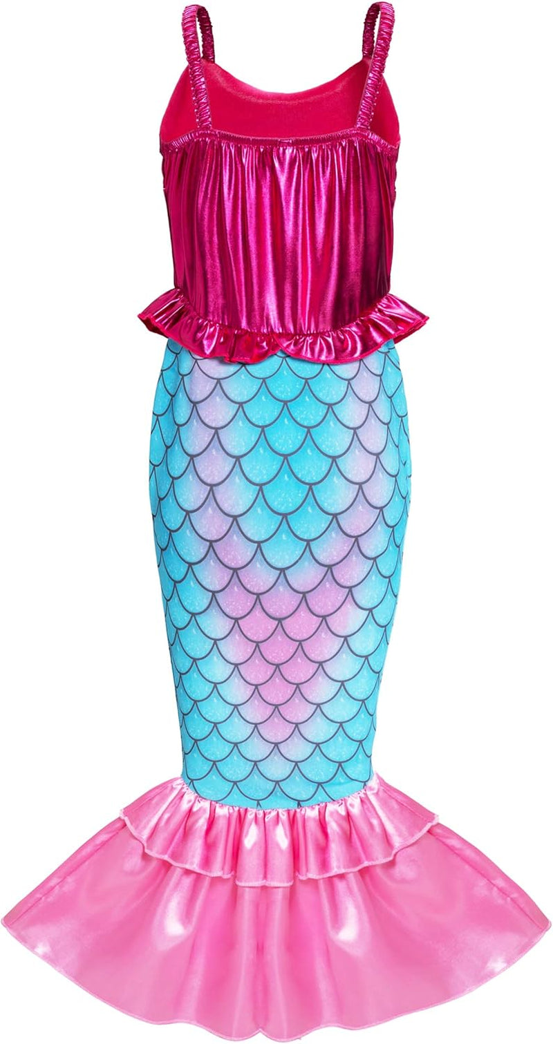 Girls Mermaid Costume Princess Dress up with Accessories Pink, 3T