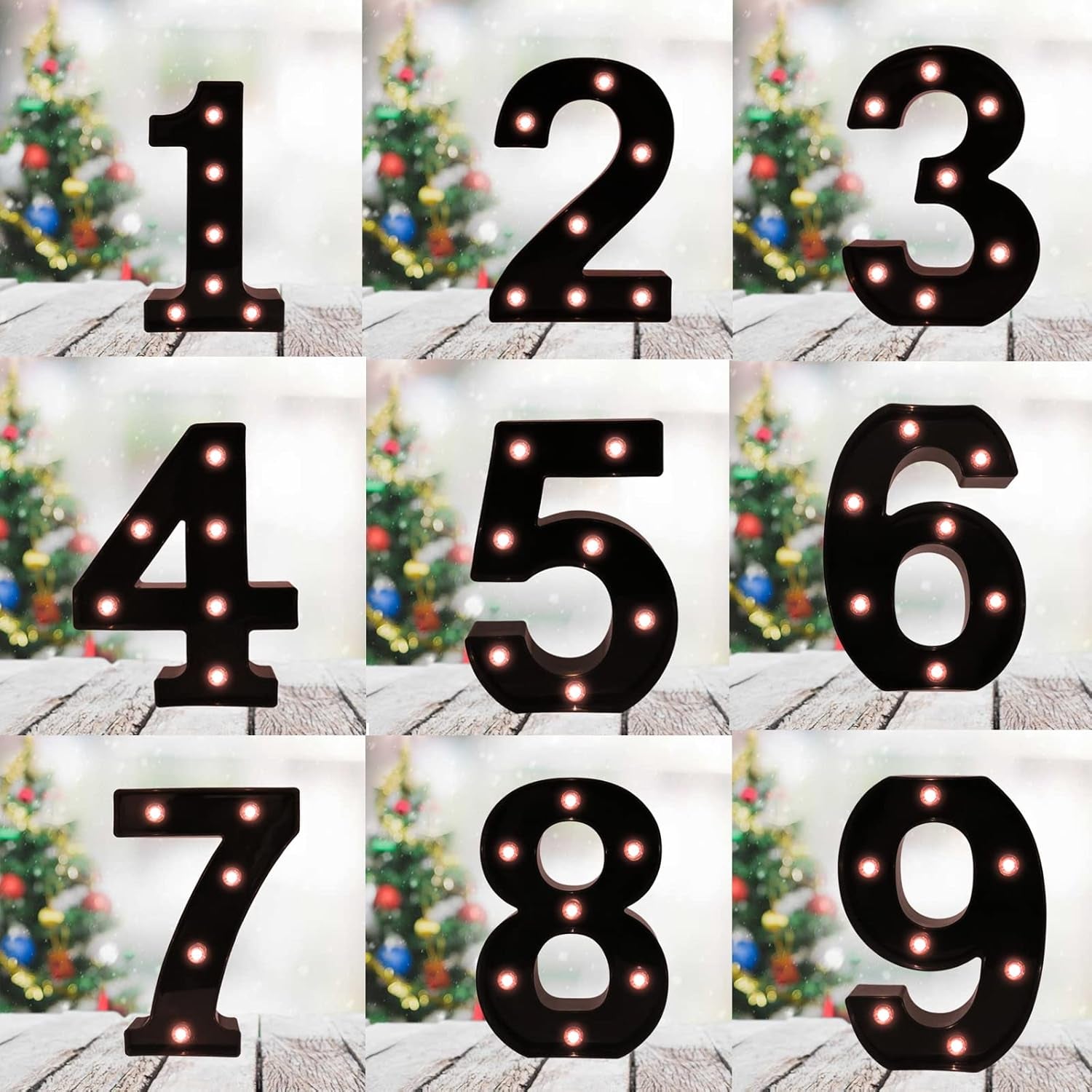 Light up Black Alphabet Marquee Number Sign LED Marquee Number Lights Sign for Night Light Home Bar Christmas Lamp Birthday Party Wedding Decoration 0