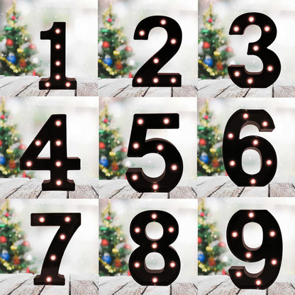 Light up Black Alphabet Marquee Number Sign LED Marquee Number Lights Sign for Night Light Home Bar Christmas Lamp Birthday Party Wedding Decoration 0