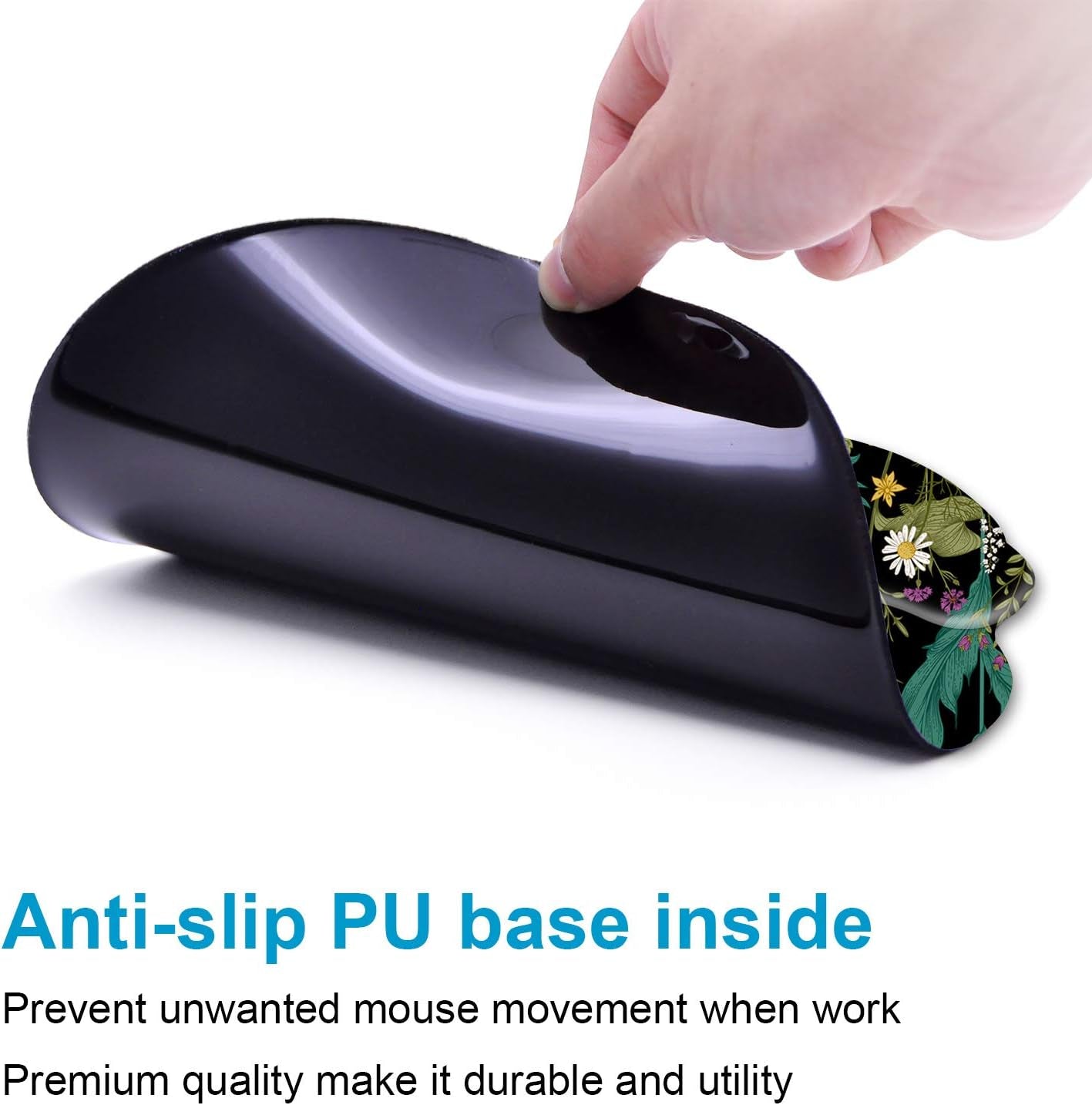 Ergonomic Mouse Pad with Wrist Support Gel [30% Larger], Cute Soft Wrist Rest Pad with Non-Slip Rubber Base, Easy Typing & Pain Relief - Garden Flowers